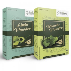 Gulmohar 100% Pure and Natural Amla powder And Brahmi Powder 200g