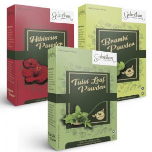 Gulmohar Hibiscus Powder, brahmi powder and Tulsi Powder For Hair 300g