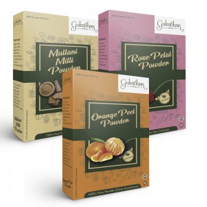 Multani mitti, orange and rose petal powder
