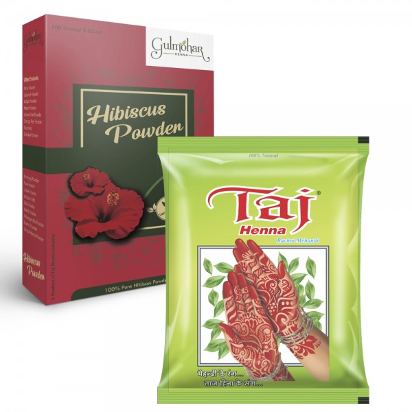 Hibiscus powder and Taj Henna powder